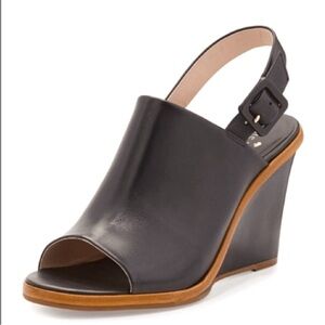 Women’s KATE SPADE Nilena black leather slingback wedges- Size 10